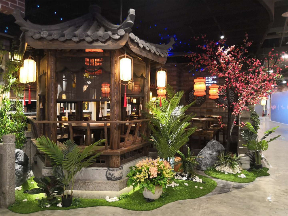 成都仿真植物装饰案例，梦江南餐厅 (2)