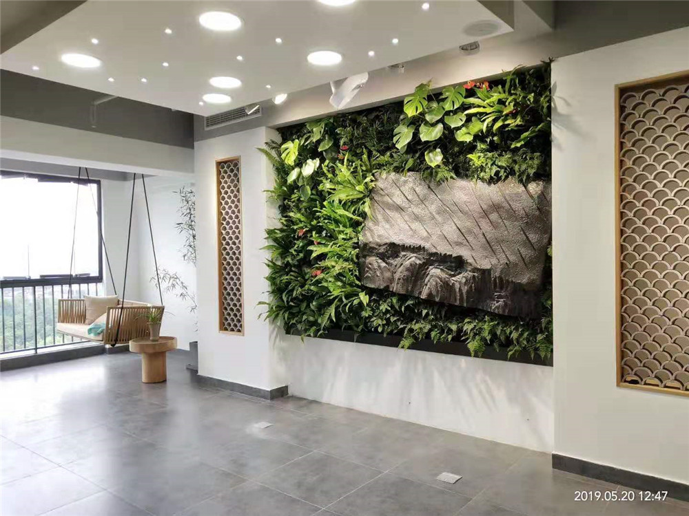 成都室内办公区域垂直立体植物墙软装 (1)