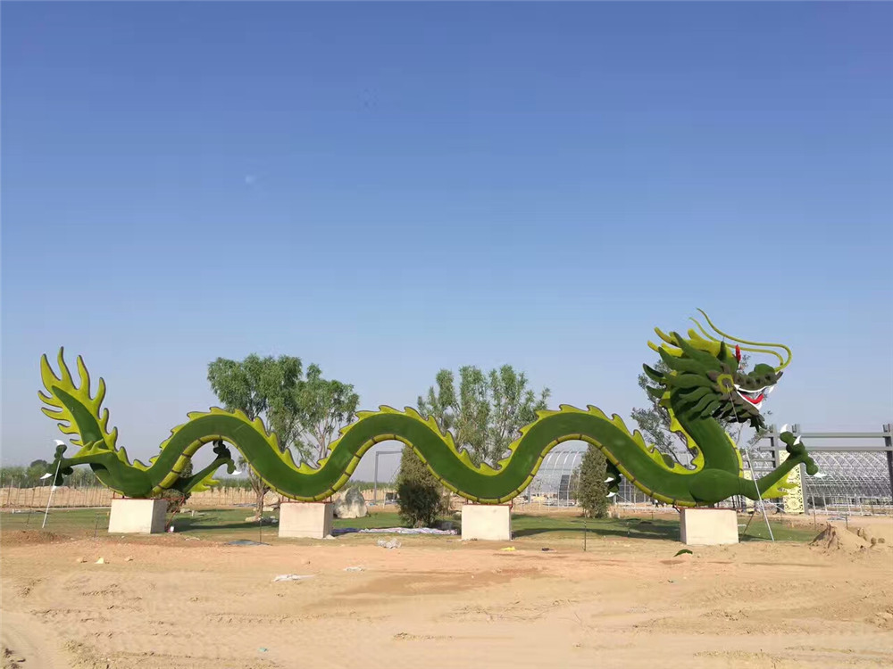 广东植物雕塑，中国龙立体花坛绿雕 (4)