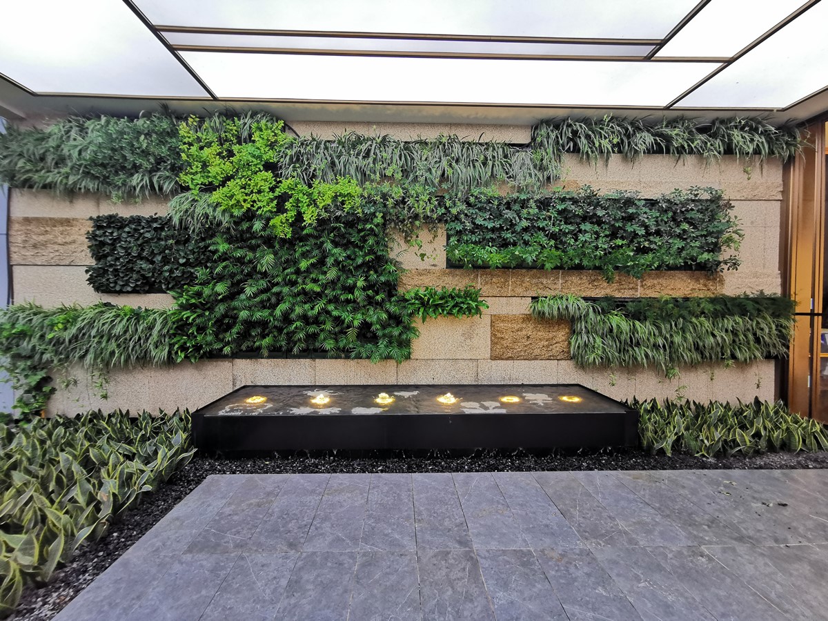 四川成都室内垂直绿化植物墙，仁寿观澜大院案例 (3)